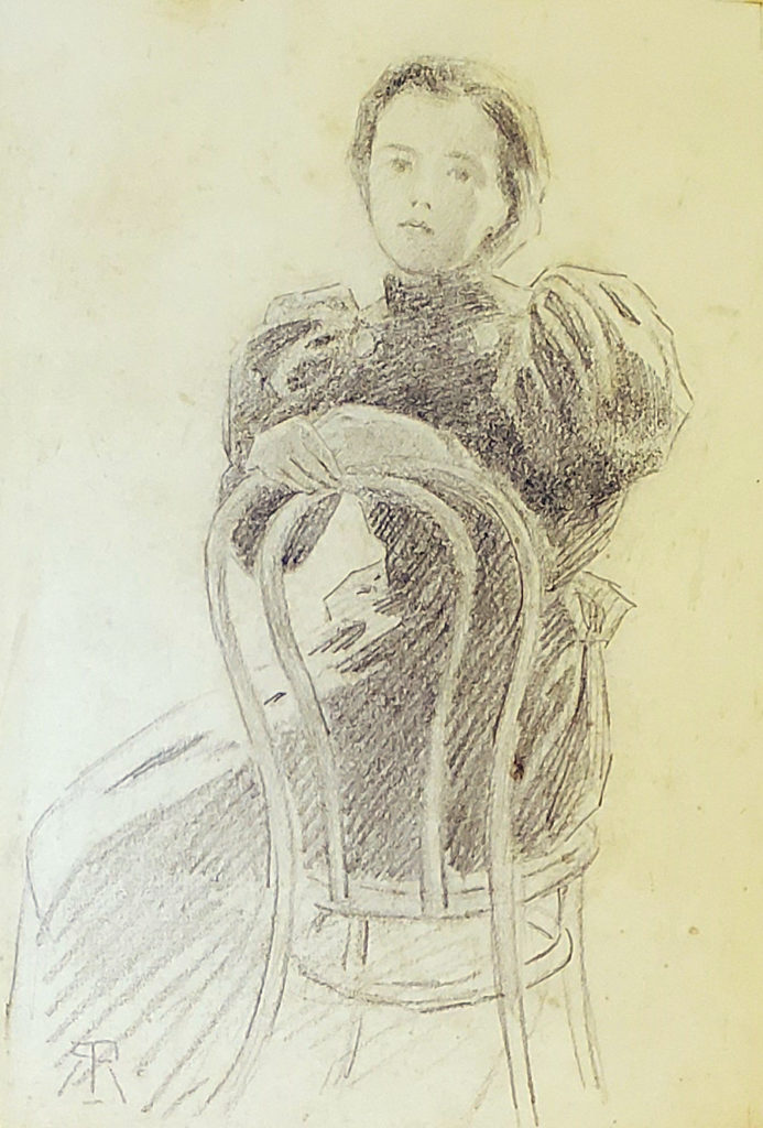 Drawing of Woman on Chair